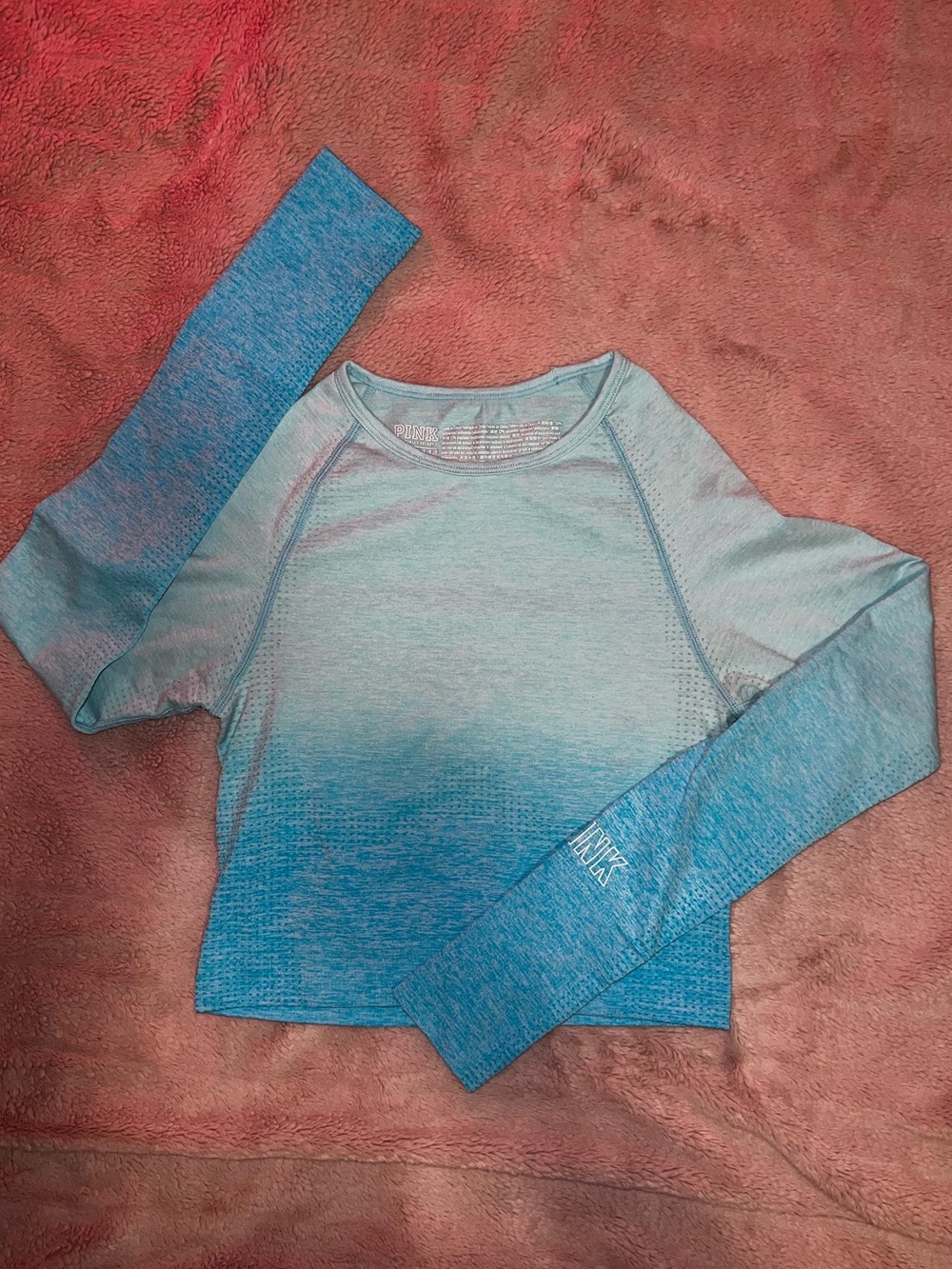 PINK Victoria's Secret Blue Ombre Long-Sleeve Crop Top